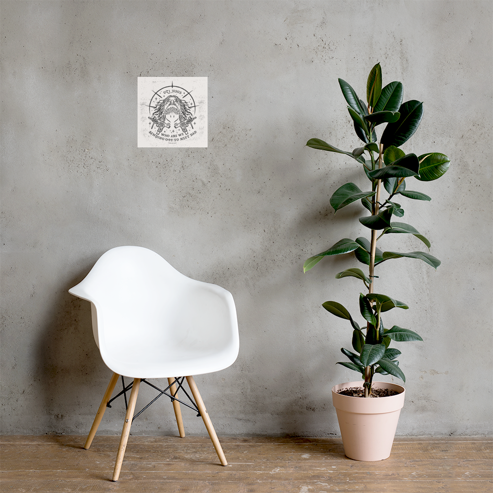 dungeon crawler carl uzi jesus art print product mockup