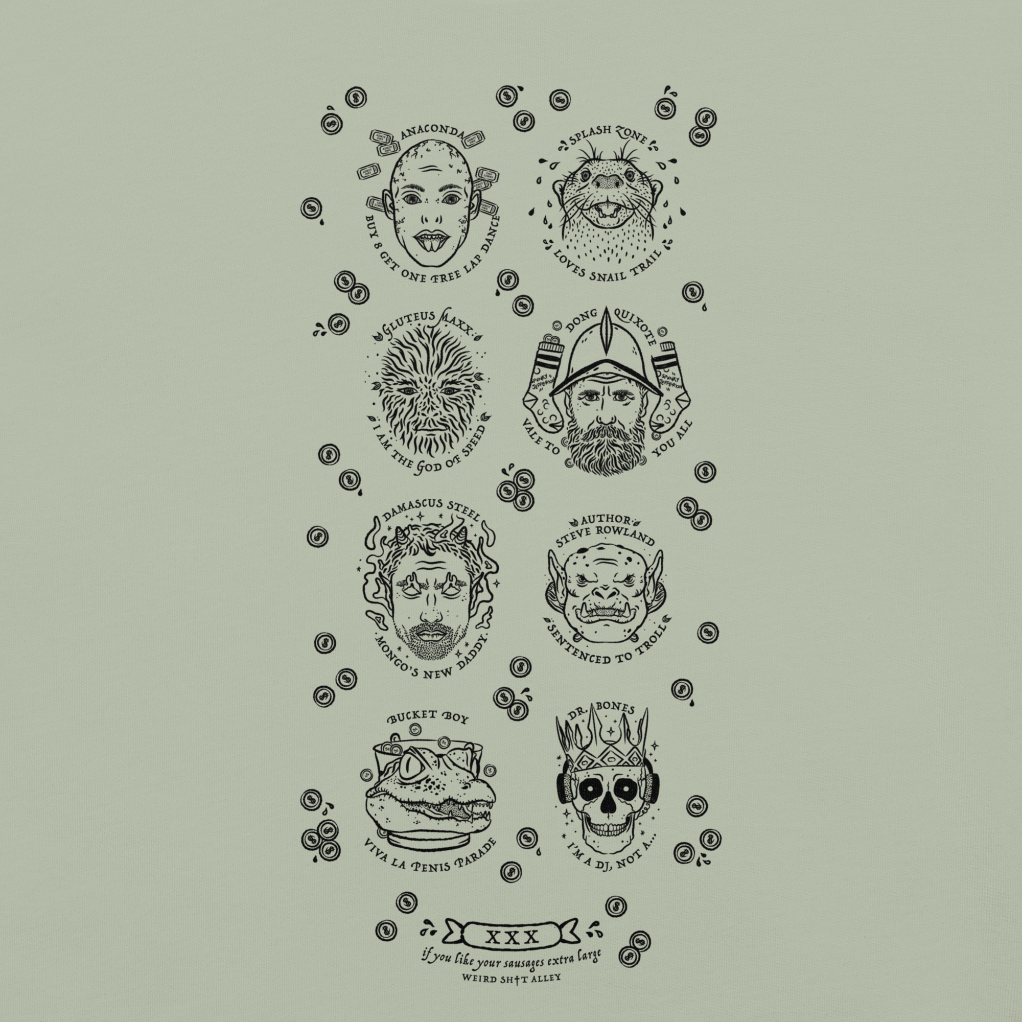 weird shit alley dungeon crawler carl penis parade vert tee product detail image