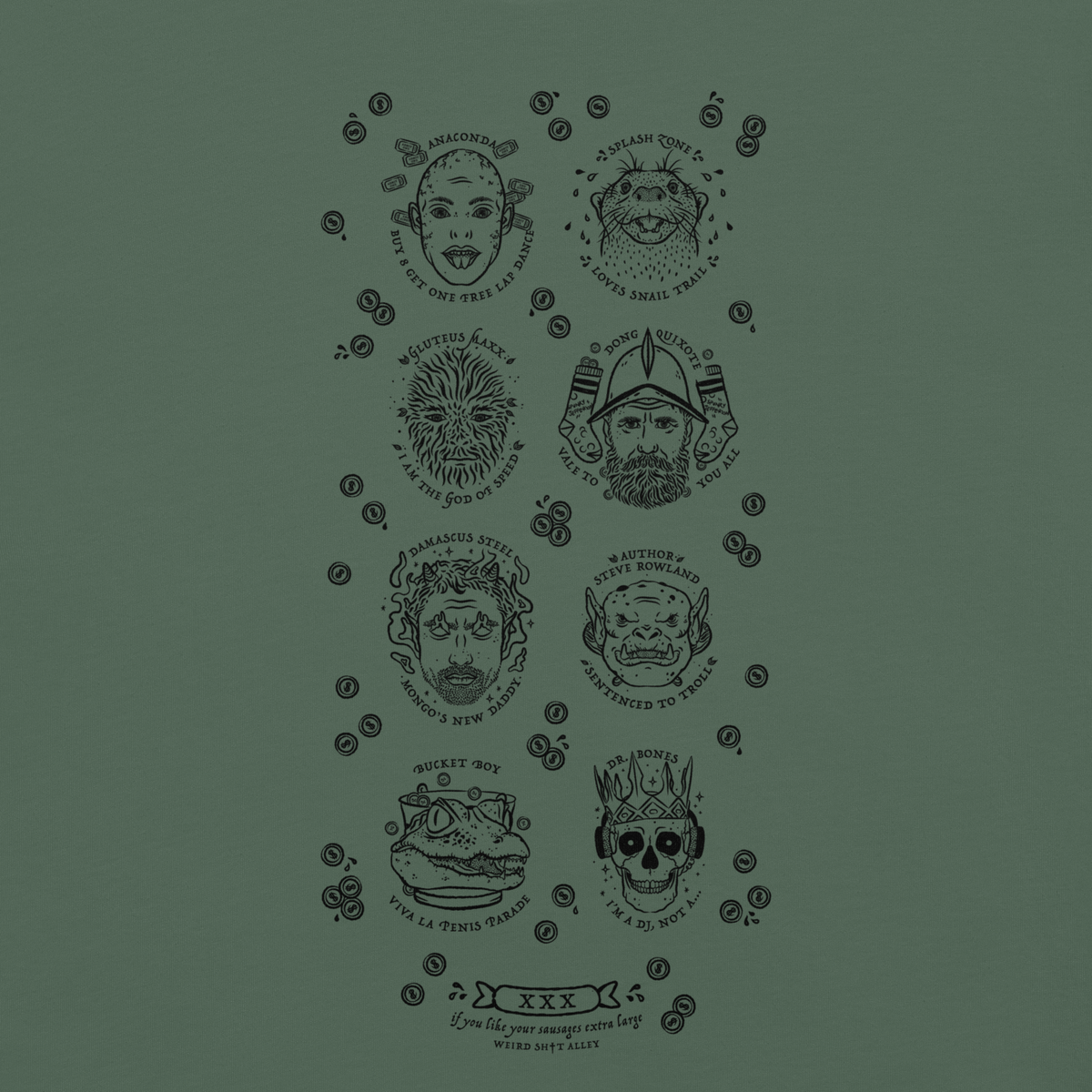 weird shit alley dungeon crawler carl penis parade vert tee product detail image