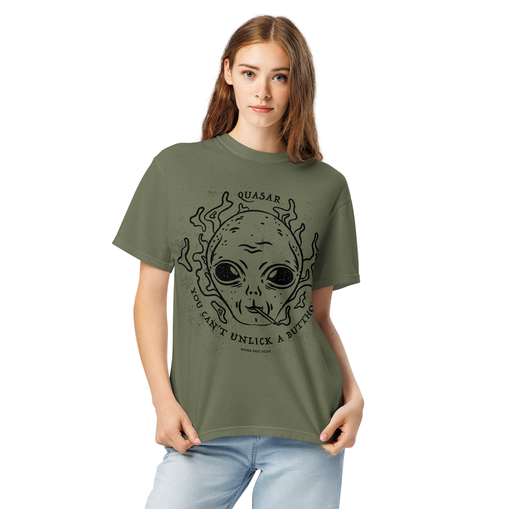 dungeon crawler carl quasar you can't unlick a butthole shirt product mockup