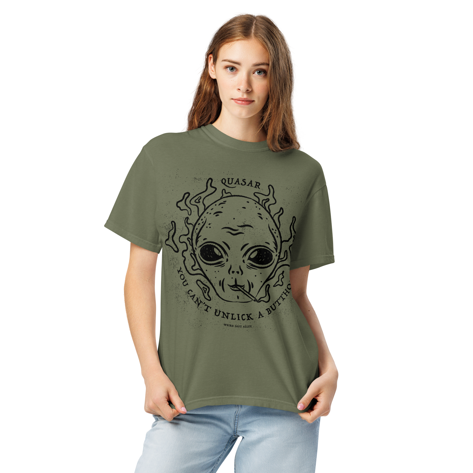 dungeon crawler carl quasar you can't unlick a butthole shirt product mockup
