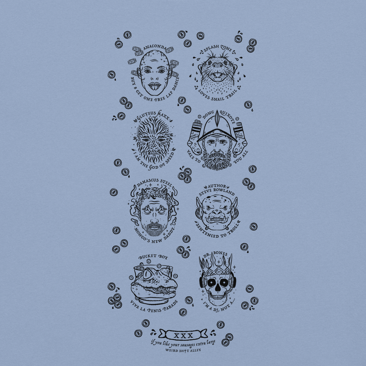 weird shit alley dungeon crawler carl penis parade vert tee product detail image
