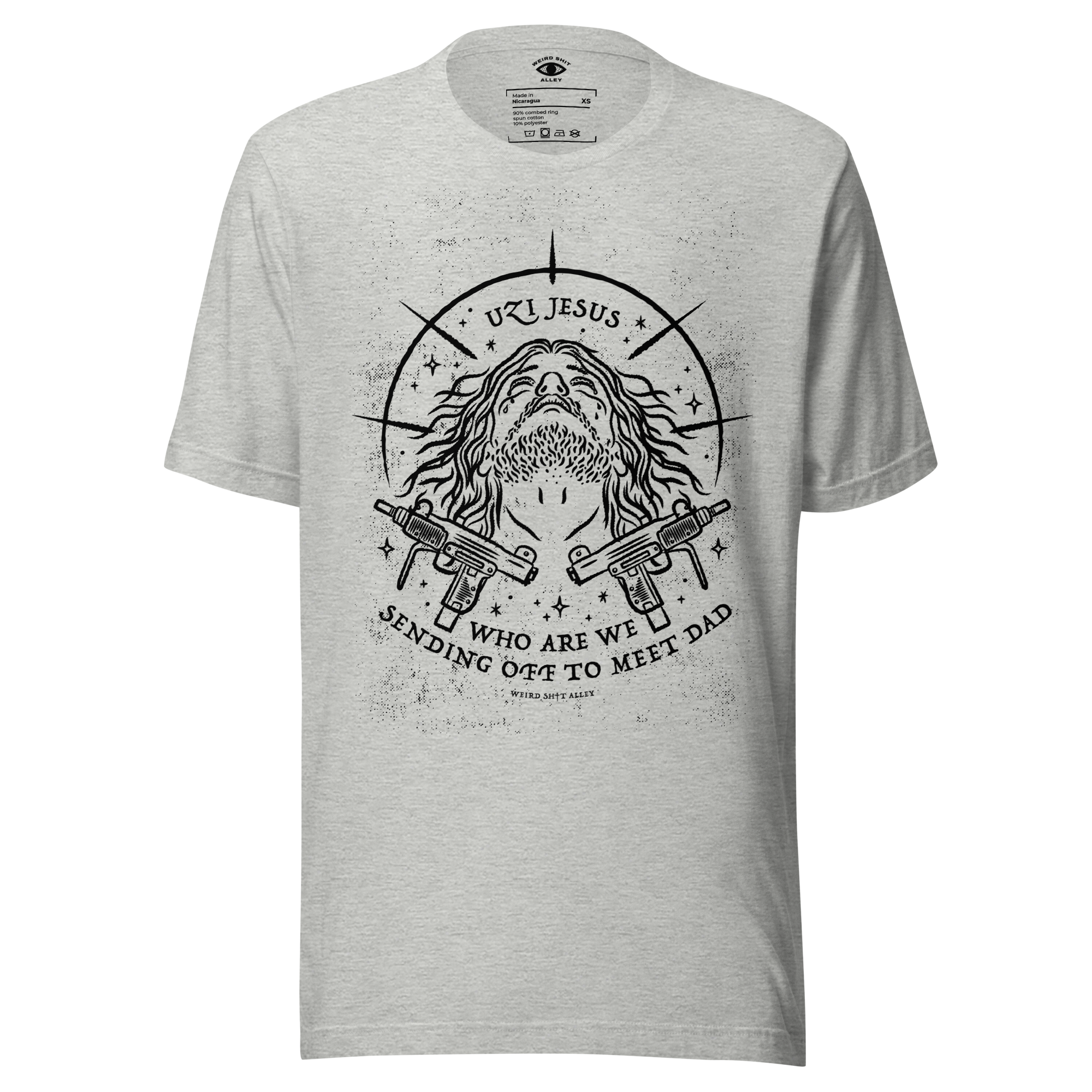 dungeon crawler carl uzi jesus shirt product mockup