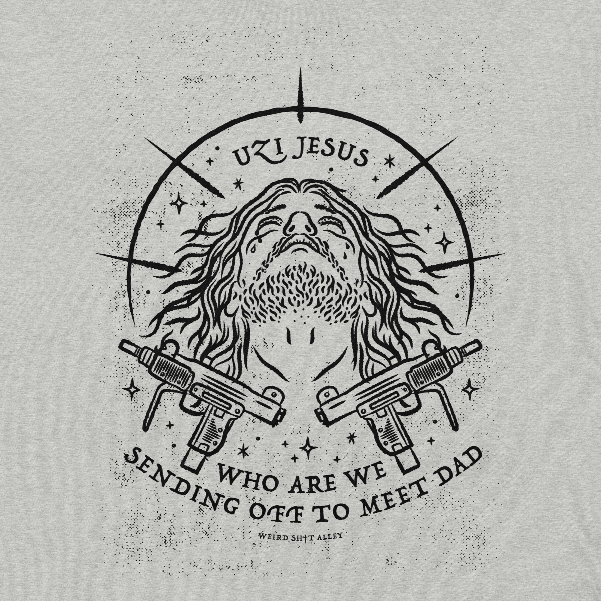 dungeon crawler carl uzi jesus shirt product mockup