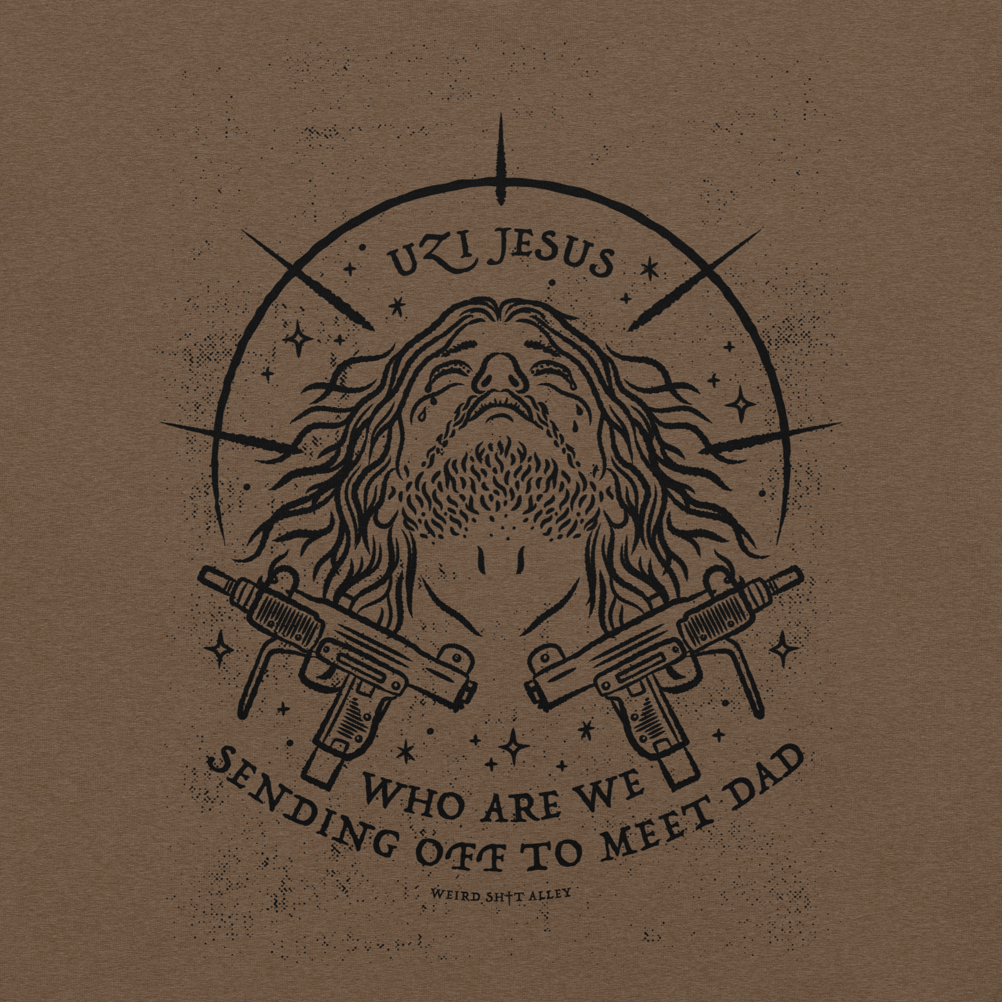 dungeon crawler carl uzi jesus shirt product mockup