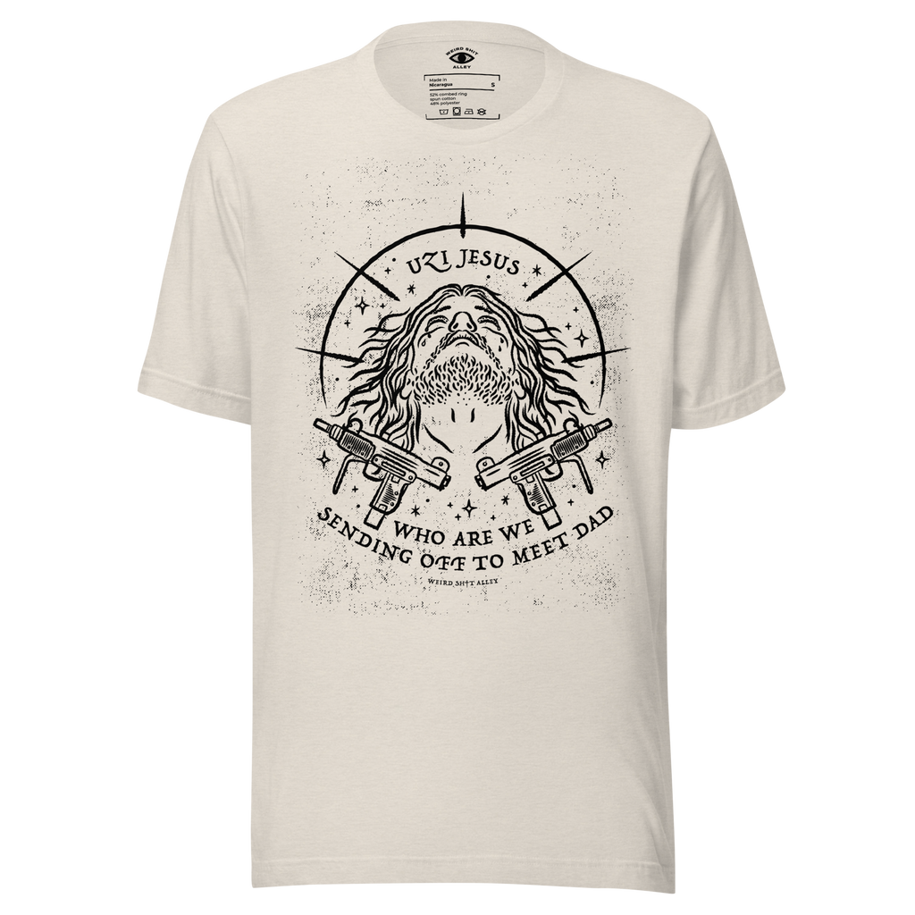 dungeon crawler carl uzi jesus shirt product mockup