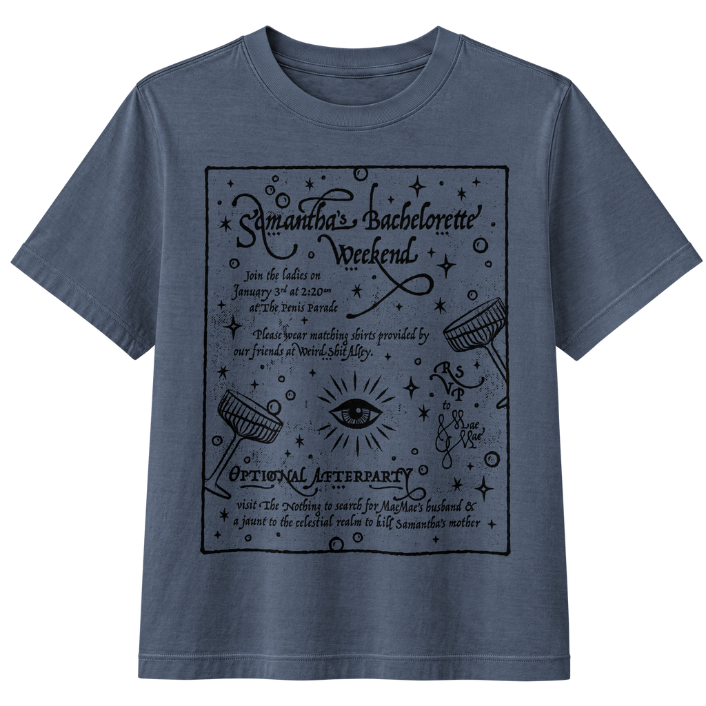 dungeon crawler carl samantha bachelorette party invitation shirt product mockup